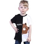 Toontoy Erkek Çocuk İki Renkli Ayıcık Baskılı Tişört Siyah 1 YAŞ