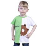 Toontoy Erkek Çocuk İki Renkli Ayıcık Baskılı Tişört Yeşil 1 YAŞ