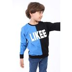 Toontoy Erkek Çocuk Iki Renkli Baskılı Sweatshirt - 4 Yaş - Saks