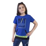 Toontoy Erkek Çocuk Kanguru Cepli Neon Baskılı Tişört Saks 10 YAŞ