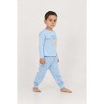 Toontoy Erkek Çocuk Kaplumbağa Baskılı Pijama Takım - Mavi - 4 Yaş