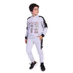 Toontoy Erkek Çocuk Kapüşonlu Baskılı Eşofman Takımı Gri Melanj 6-7 YAŞ