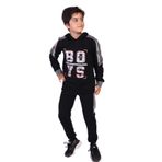 Toontoy Erkek Çocuk Kapüşonlu Baskılı Eşofman Takımı Siyah 10-11 YAŞ