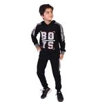 Toontoy Erkek Çocuk Kapüşonlu Baskılı Eşofman Takımı Siyah 6-7 YAŞ
