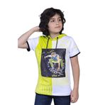 Toontoy Erkek Çocuk Kapüşonlu Garni Detaylı Baskılı Tişört Yeşil 10 YAŞ
