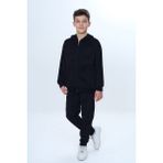 Toontoy Erkek Çocuk Kapüşonlu Kadife Eşofman Takım - Siyah - 13 - 14 Yaş