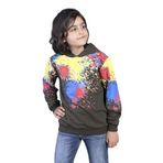 Toontoy Erkek Çocuk Kapüşonlu Renkli Püskürtme Baskılı Sweatshirt Haki 8 YAŞ