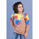 Toontoy Erkek Çocuk Kapüşonlu Renkli Püskürtme Baskılı Sweatshirt Kahverengi 14 YAŞ