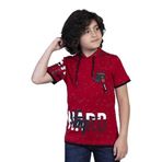 Toontoy Erkek Çocuk Kapüşonu File Detaylı Armalı Tişört Kırmızı 8 YAŞ