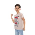 Toontoy Erkek Çocuk Kaykay Kedi Baskılı Tişört Bej 5 YAŞ
