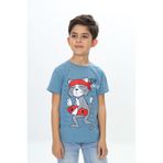 Toontoy Erkek Çocuk Kaykay Kedi Baskılı Tişört Mavi 6 YAŞ