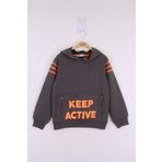 Toontoy Erkek Çocuk Keep Active Baskılı Sweatshirt - 10 Yaş - Antrasit Melanj