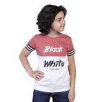Toontoy Erkek Çocuk Kolları Şerit Detaylı İki Renkli Baskılı Tişört Nar Çiçeği 7 YAŞ