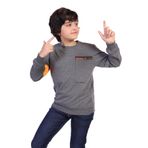TOONTOY Erkek Çocuk Kolu Baskılı Sweatshirt, Antrasit Melanj, 5-6 Yaş