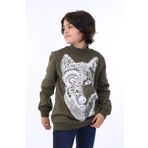 Toontoy Erkek Çocuk Kurt Baskılı Sweatshirt - 8 Yaş - Haki