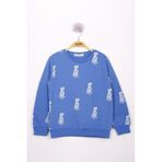 TOONTOY Erkek Çocuk Lacivert Köpek Baskılı Sweatshirt, 5 Yaş, 13499-, Saks, erkek-çocuk