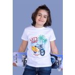 Toontoy Erkek Çocuk Motorsiklet Baskılı Tişört Beyaz 12 YAŞ