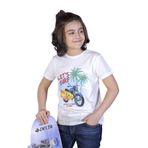 Toontoy Erkek Çocuk Motorsiklet Baskılı Tişört Ekru 4 YAŞ