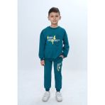Toontoy Erkek Çocuk Önü Yazı Baskılı Eşofman Takım - 5 Yaş - Açık Petrol