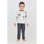 Toontoy Erkek Çocuk Palmiye Baskılı Pijama Takım - Füme - 2 Yaş
