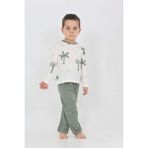Toontoy Erkek Çocuk Palmiye Baskılı Pijama Takım - Koyu Yeşil - 6 Yaş