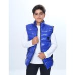 Toontoy Erkek Çocuk Parlak Görünümlü Göğsü Armalı Yelek Saks 14-15 YAŞ