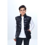 Toontoy Erkek Çocuk Parlak Görünümlü Göğsü Armalı Yelek Siyah 8-9 YAŞ