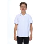 Toontoy Erkek Çocuk Polo Yaka Kolu Baskılı Tişört Beyaz 13-14 YAŞ