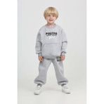 Toontoy Erkek Çocuk Posıtıve Baskılı Eşofman Takım - Gri Melanj - 6 Yaş