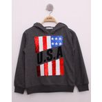 Toontoy Erkek Çocuk Pullu U.S.A Bayraklı Nakışlı Sweatshirt Antrasit Melanj 10 YAŞ