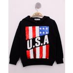 Toontoy Erkek Çocuk Pullu U.S.A Bayraklı Nakışlı Sweatshirt Siyah 4 YAŞ