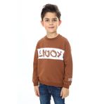 TOONTOY Erkek Çocuk Relax Fit Bisiklet Yaka Düşük Omuz Baskılı Sweatshirt, 5 Yaş, 24467, Kahverengi, erkek-çocuk
