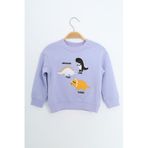 TOONTOY Erkek Çocuk Relax Fit Bisiklet Yaka Nakışlı Sweatshirt, 2 YAŞ, 24554, Mavi, erkek-çocuk