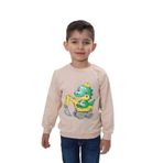 TOONTOY Erkek Çocuk Relax Fit Bisiklet Yaka Omuzu Çıtçıtlı Baskılı Sweatshirt, 4 Yaş, 24846, Bej, erkek-çocuk