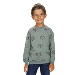 TOONTOY Erkek Çocuk Relax Fit Kapüşonlu Cepli Hafif Düşük Omuz Nakışlı Sweatshirt, 4 Yaş, 24555, Yeşil, erkek-çocuk