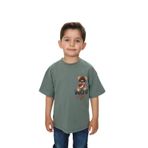 Toontoy Erkek Çocuk Rules Şapkalı Ayı Baskılı Tişört Yeşil 4 YAŞ