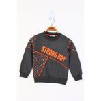 TOONTOY Erkek Çocuk Strong Boy Baskılı Sweatshirt Antrasit Melanj, 5 Yaş, 13657-, Antrasit Melanj, erkek-çocuk