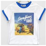 Toontoy Erkek Çocuk Surf Baskı Tişört Beyaz 4 YAŞ