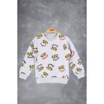 Toontoy Erkek Çocuk Tıger Baskılı Sweatshirt - 4 Yaş - Gri Melanj