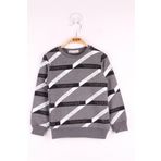 Toontoy Erkek Çocuk Toontoy Şeritli Sweatshirt - 3 Yaş - Antrasit Melanj