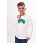 Toontoy Erkek Çocuk Yaprak Baskılı Tişört Ekru 6-7 YAŞ