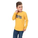 Toontoy Erkek Çocuk Yaprak Baskılı Tişört Hardal 10-11 YAŞ