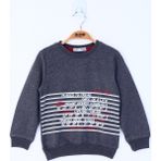 Toontoy Erkek Çocuk Yazı Baskılı Sweatshirt - 1 Yaş - Antrasit Melanj