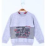 Toontoy Erkek Çocuk Yazı Baskılı Sweatshirt - 1 Yaş - Gri Melanj