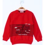 Toontoy Erkek Çocuk Yazı Baskılı Sweatshirt - 1 Yaş - Kırmızı