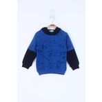 Toontoy Erkek Çocuk Yazı Baskılı Sweatshirt - 2 Yaş - Saks