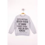 TOONTOY Erkek Çocuk Yazı Baskılı Sweatshirt Gri Melanj, 5 Yaş, 13407-, Gri Melanj, erkek-çocuk