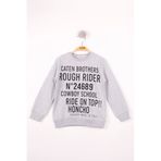 Toontoy Erkek Çocuk Yazı Baskılı Sweatshirt Gri Melanj 7 YAŞ