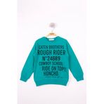 Toontoy Erkek Çocuk Yazı Baskılı Sweatshirt Yeşil 7 YAŞ
