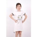 Toontoy Fabulous Baskılı Ekru Kız Çocuk Elbise